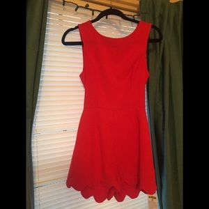 Red Scalloped Romper